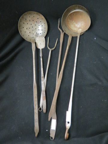 Appraisal: Early Cooking Utensils skimmer ladles more to long hung next