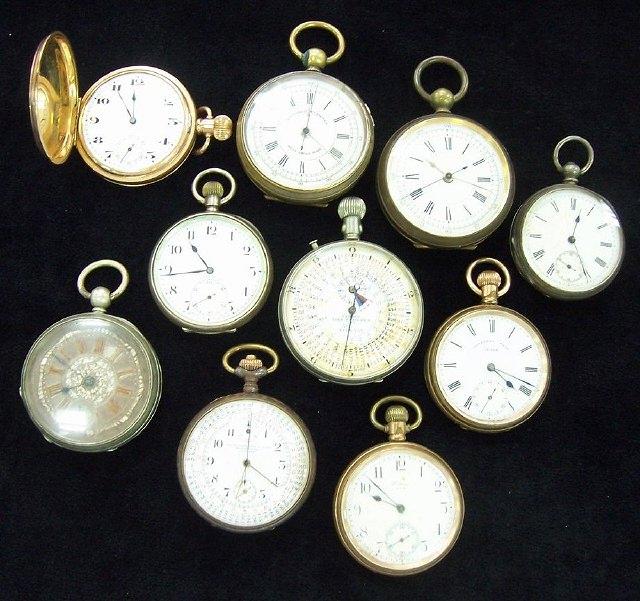 Appraisal: An open faced pocket watch by Waltham and nine other