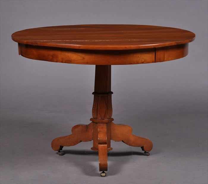 Appraisal: BIEDERMEIER CHERRY CENTER TABLE The plain circular top on hexagonal