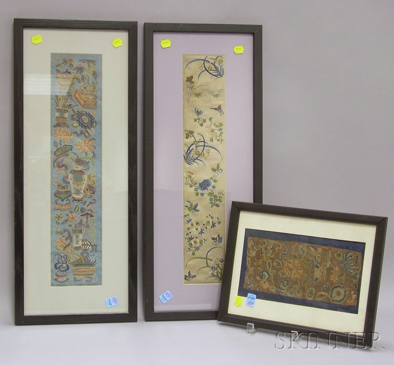 Appraisal: Three Chinese Framed Textiles