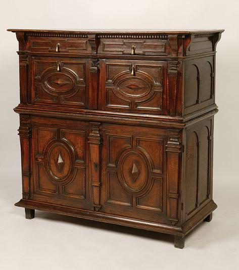 Appraisal: A CHARLES II OAK CHEST OF DRAWERS the rectangular top