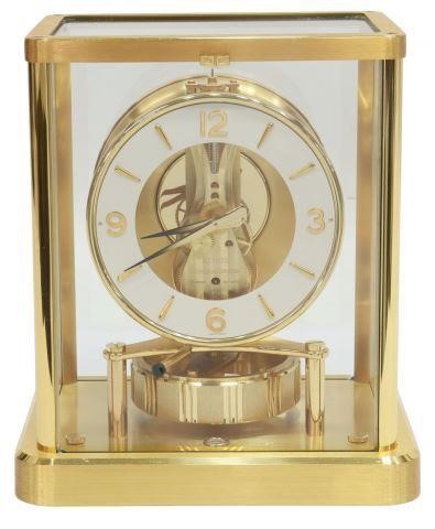 Appraisal: Swiss Atmos clock Jaeger-LeCoultre th c gilt-brass case with glazed