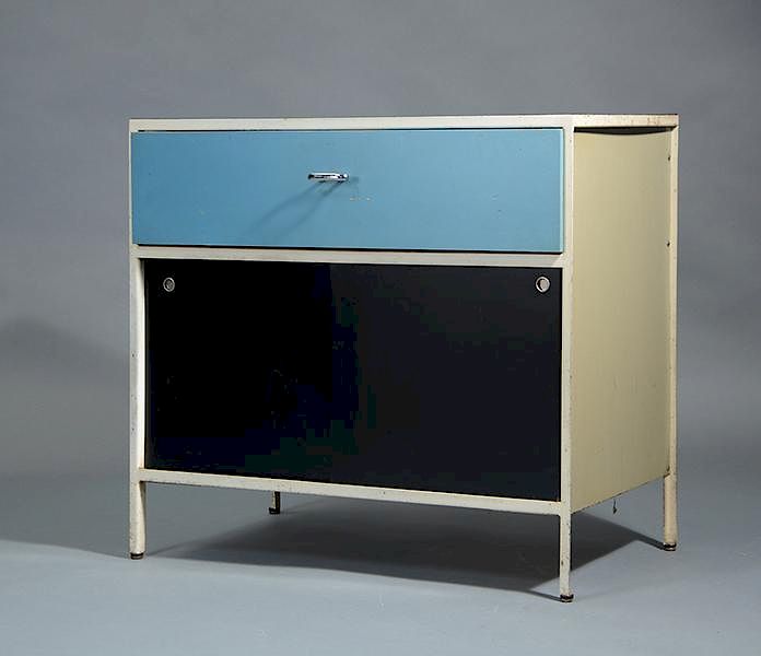 Appraisal: George Nelson steel frame cabinet by Herman Miller George Nelson