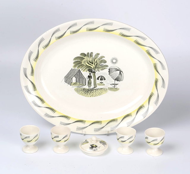 Appraisal: Eric Ravilious British - for Wedgwood'Garden' pattern oval dishprinted manufacturer's