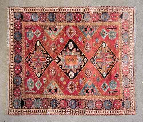 Appraisal: A th Century carpet of Caucasian design woven in colours