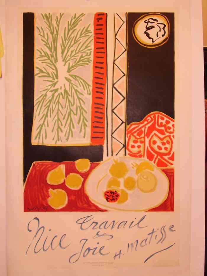 Appraisal: HENRI MATISSE after Nice Travail et Joie Color lithograph poster