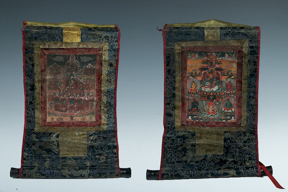 Appraisal: PAIR OF MINATURE THANGKAS EARLY TH C A group of