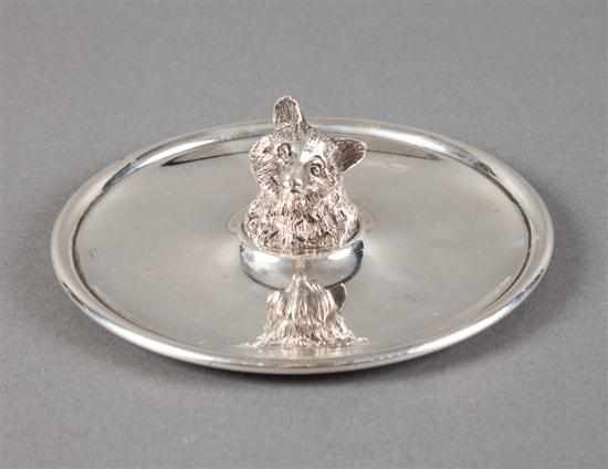 Appraisal: American sterling silver jewelry tray with fox head at center