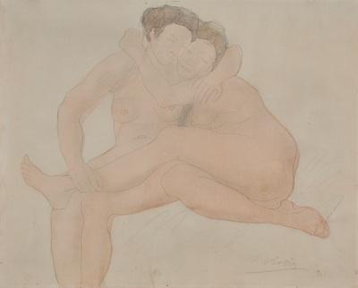 Appraisal: Auguste Rodin French - Deux Femmes or Two Females Watercolor