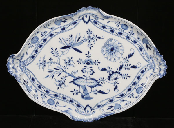 Appraisal: Meissen porcelain blue onion platter molded floral treatments on border