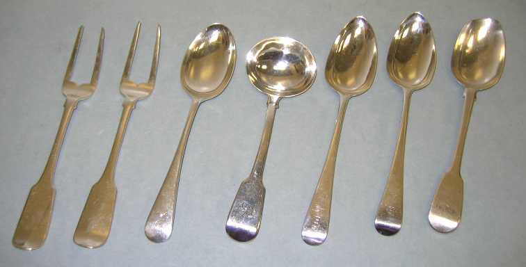 Appraisal: IRISH AND ENGLISH SILVER SERVING FLATWARE By various Dublin London