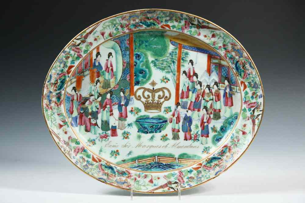 Appraisal: ARMORIAL ROSE MANDARIN PLATTER - Oval Serving Platter Chinese Export