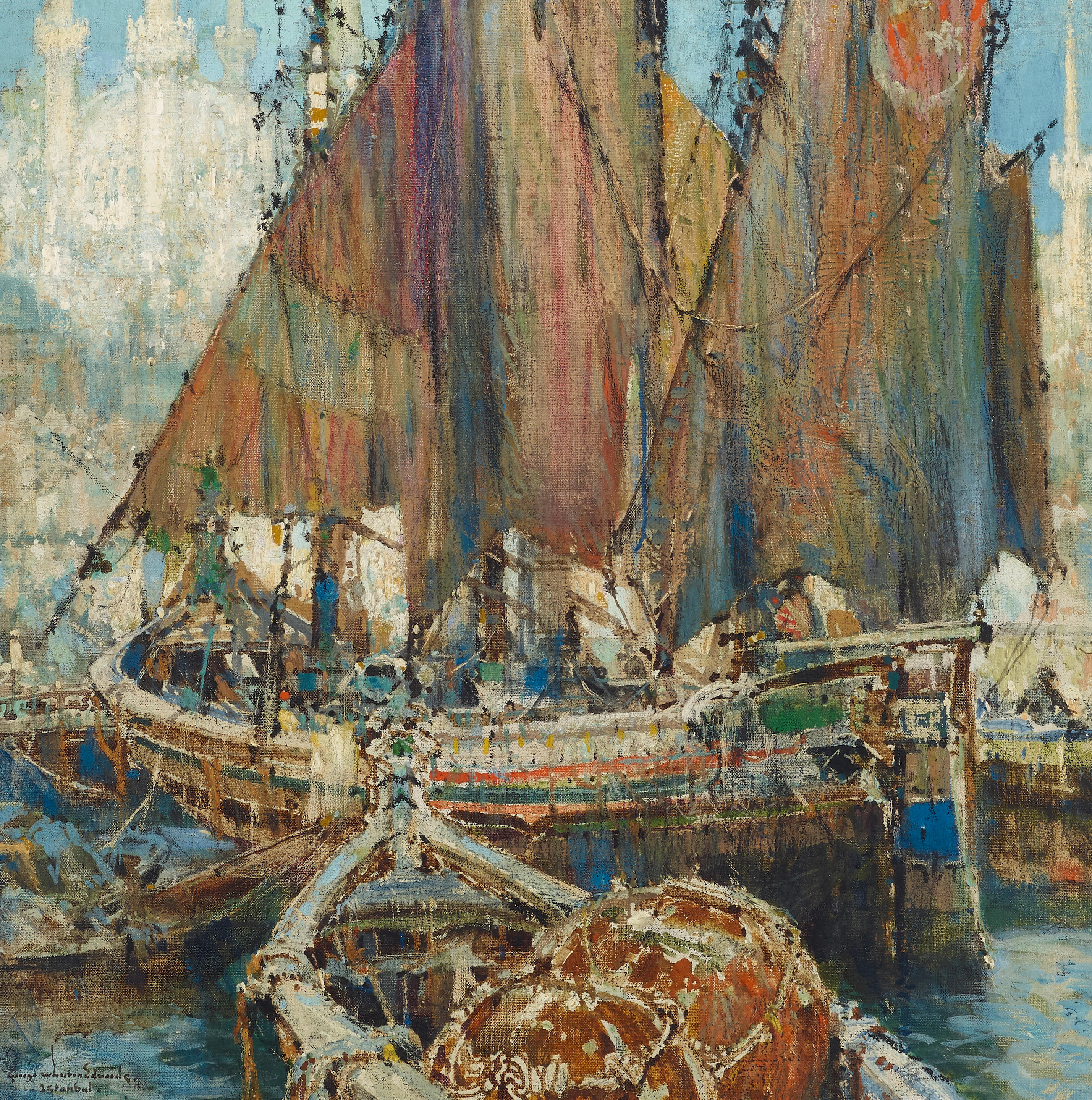 Appraisal: GEORGE WHARTON EDWARDS - TURKISH GALLEONS AT CONSTANTINOPLE X IN