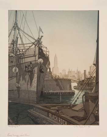 Appraisal: JOHN TAYLOR ARMS Early Morning North River Color aquatint and