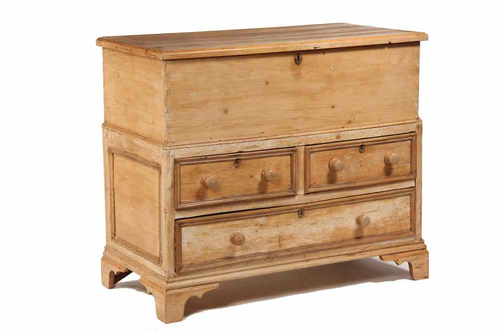 Appraisal: IRISH PINE BLANKET CHEST - th c Scrubbed Irish Pine