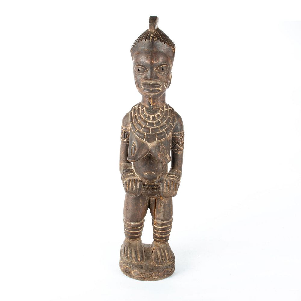 Appraisal: MONUMENTAL WOOD CARVED AFRICAN TRIBAL FOLK ART STATUE A primitive