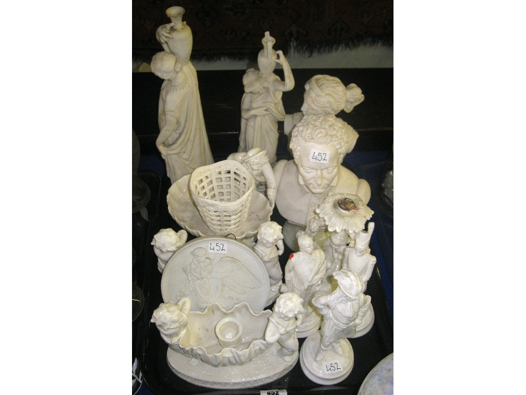 Appraisal: Tray lot comprising assorted Parionware - busts figs plaques etc