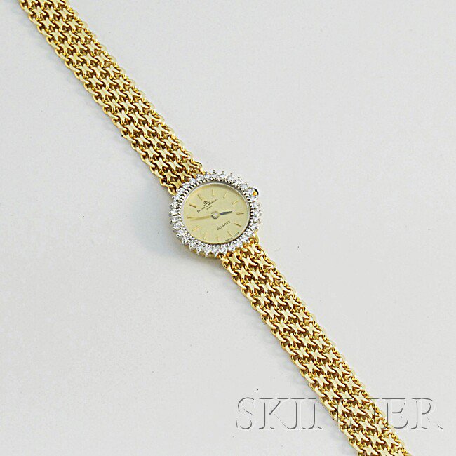 Appraisal: Lady's kt Gold and Diamond Wristwatch Baume Mercier circular dial