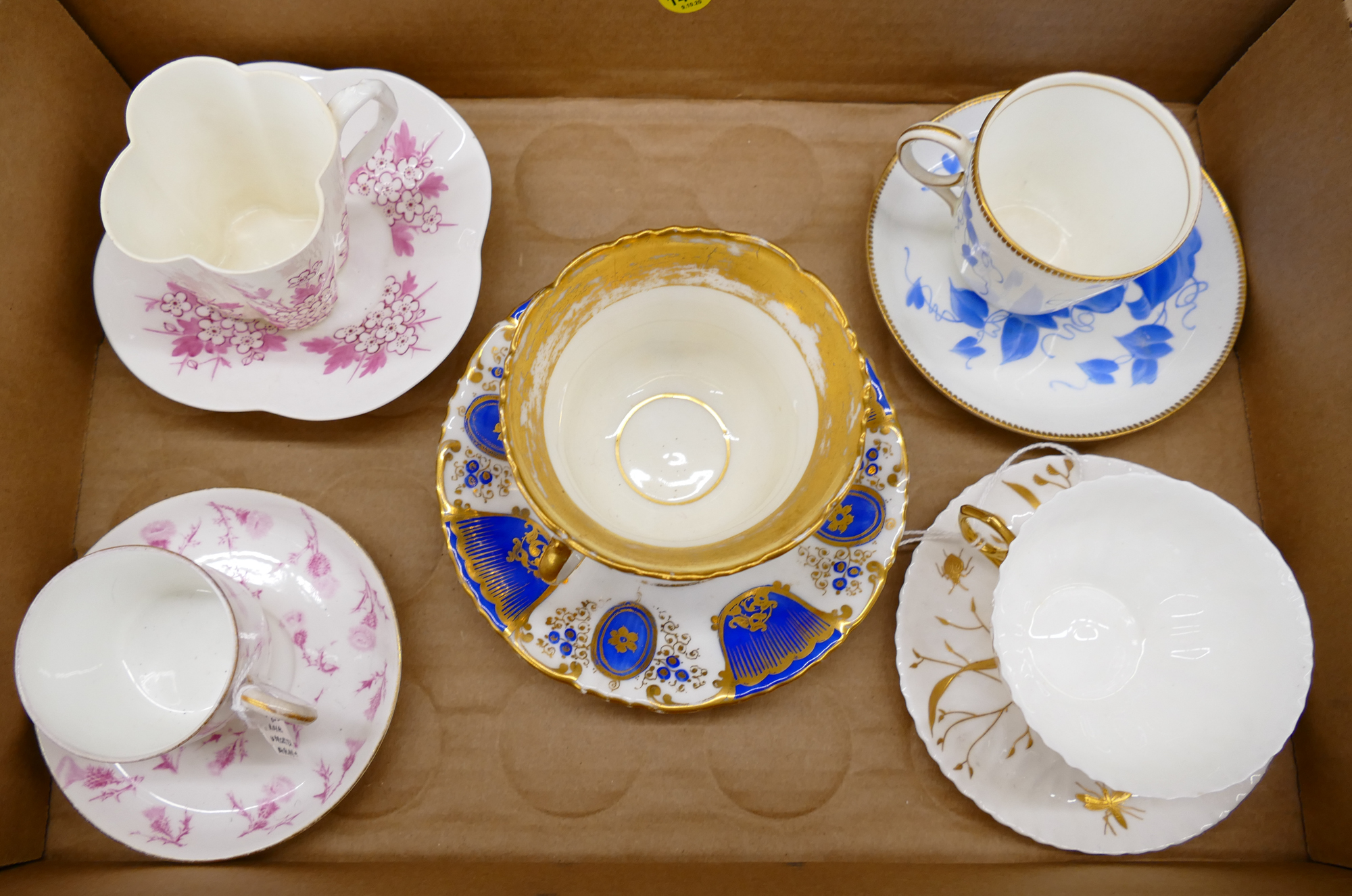 Appraisal: Box pc Antique Blue Pink Cup Saucers