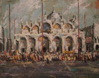 Appraisal: Joseph Jankowski American Born Piazza di San Marco ca Gouache