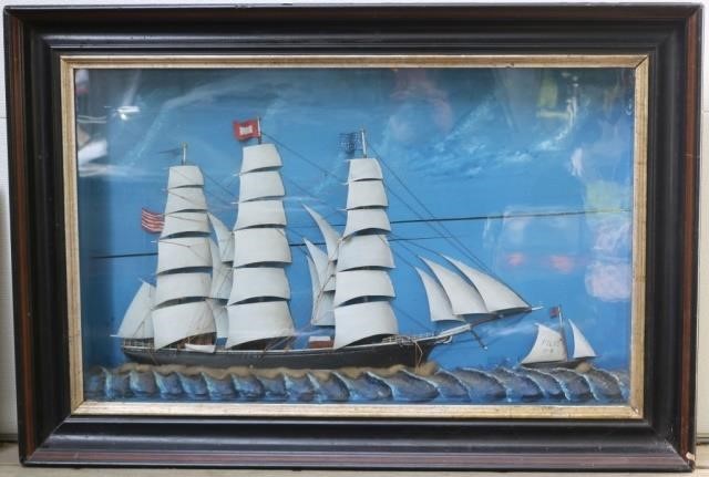 Appraisal: EARLY TH C SHIP'S DIORAMA DEPICTING THE SHIP AUGUSTA MASTED