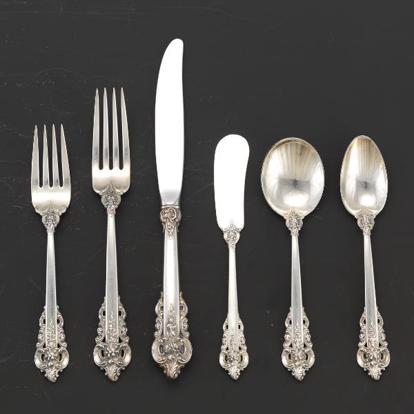 Appraisal: WALLACE STERLING SILVER TABLEWARE SERVICE FOR TWELVE GRAND BAROQUE PATTERN