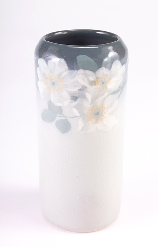 Appraisal: ROOKWOOD Iris Glaze cylindrical vase painted by Kate Van Horn