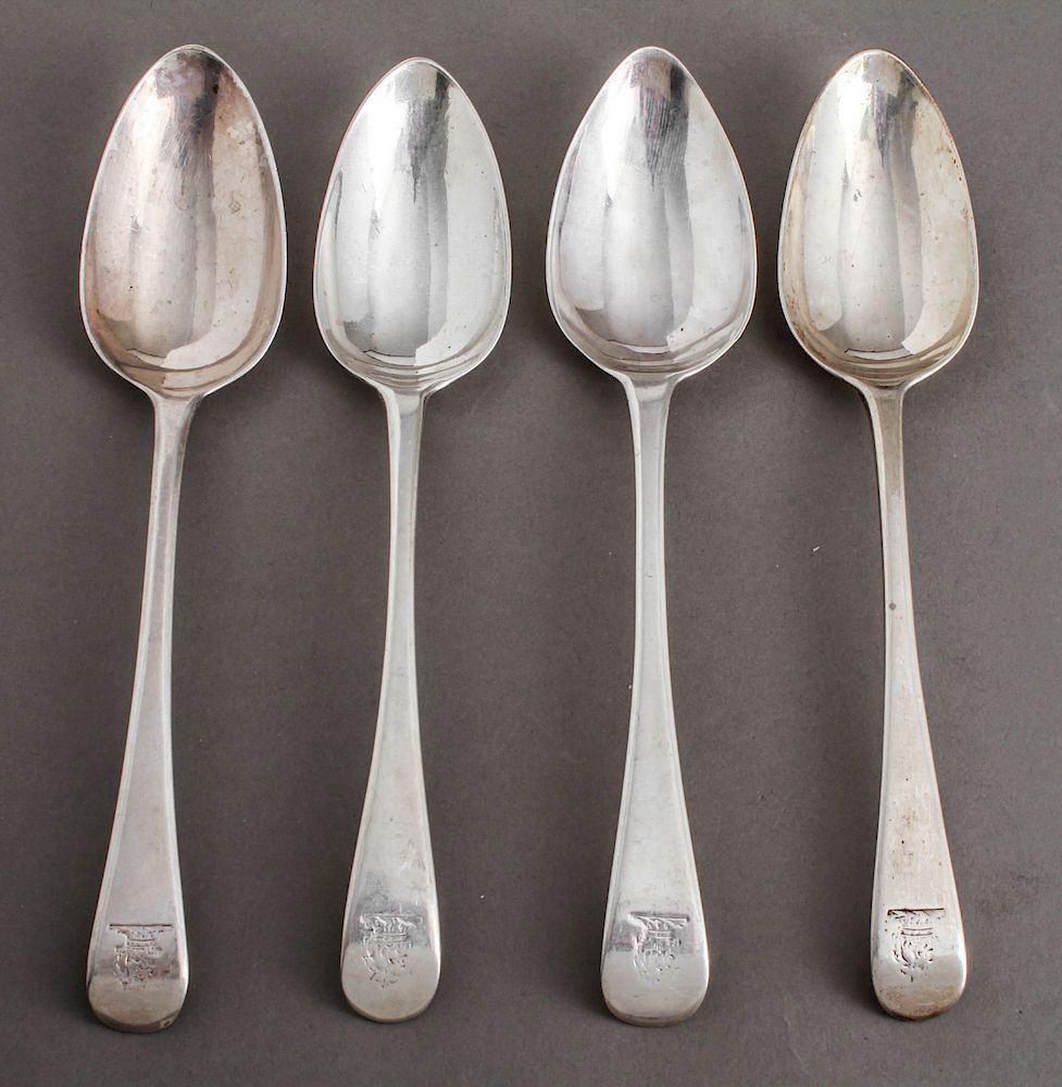 Appraisal: English Sterling Silver Serving Spoons Group of English sterling silver