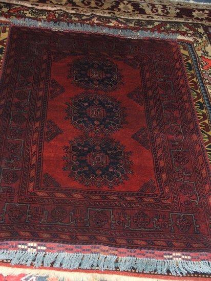 Appraisal: A TURKISH TURKOMAN SMALL RUG - woven with three shaped