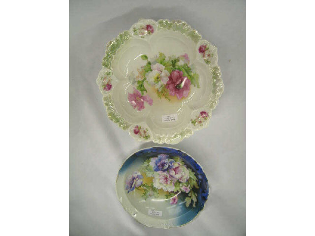 Appraisal: Victorian German Porcelain Berry Bowls elaborate florals