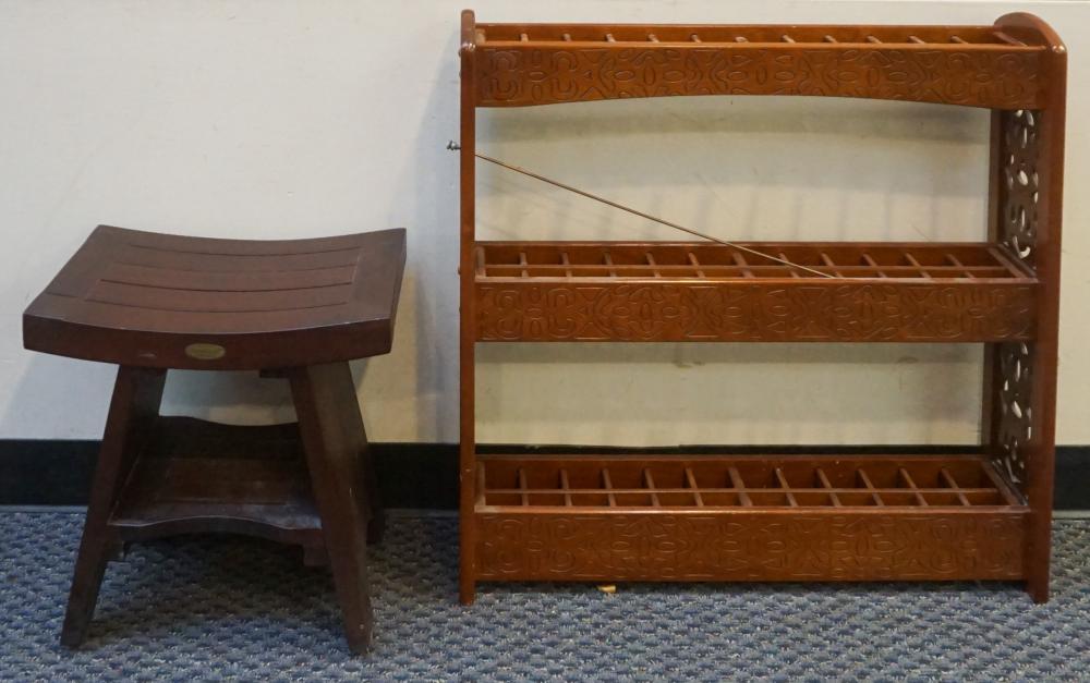 Appraisal: Deco Teak Outdoor Bench and a Victorian Style Stained Wood