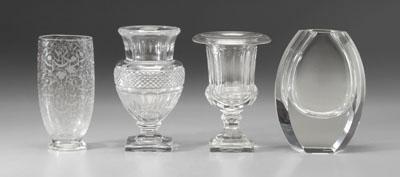 Appraisal: Four pieces Baccarat heavy oval vase - in intaglio cut