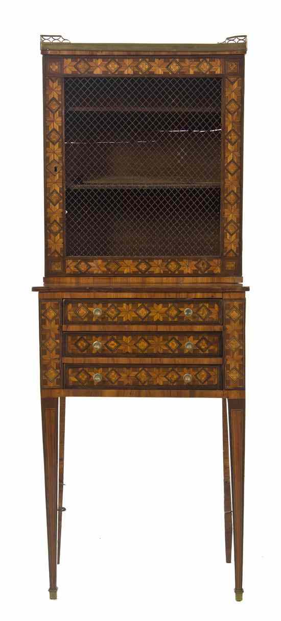 Appraisal: A Louis XVI Style Parquetry Bibliotheque in two parts the