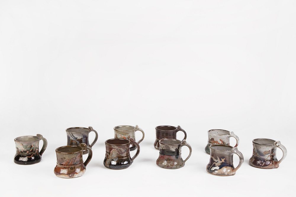 Appraisal: John Glick Ten Round Bottom Mugs John Glick - Ten