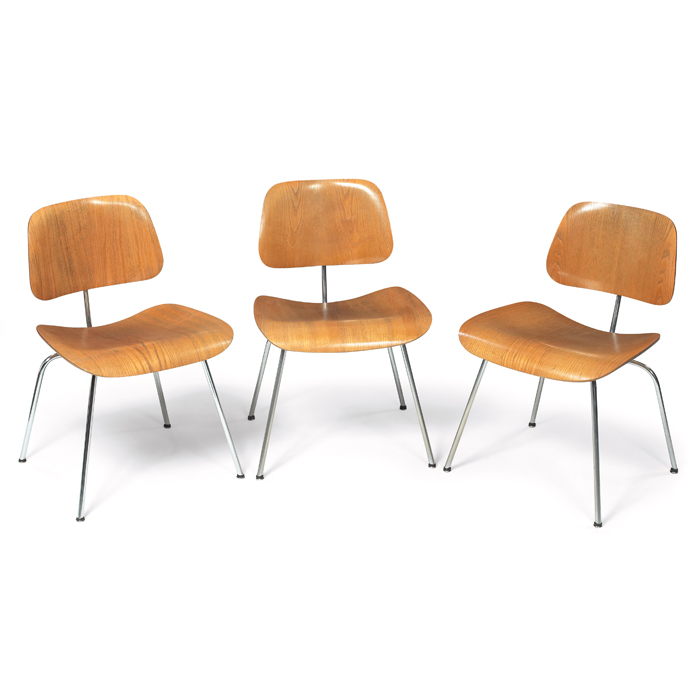 Appraisal: Charles Ray Eames DCMs three by Herman Miller molded ash