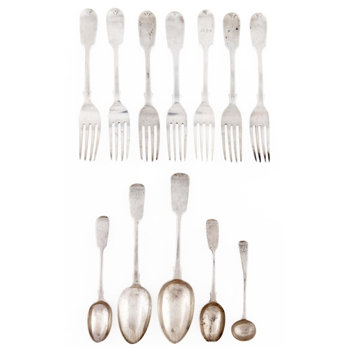 Appraisal: Seven Victorian silver dessert forks Fiddle pattern by H J