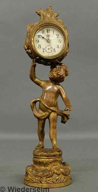 Appraisal: Gilt metal clock by Jennings Brothers Mfg Co As found