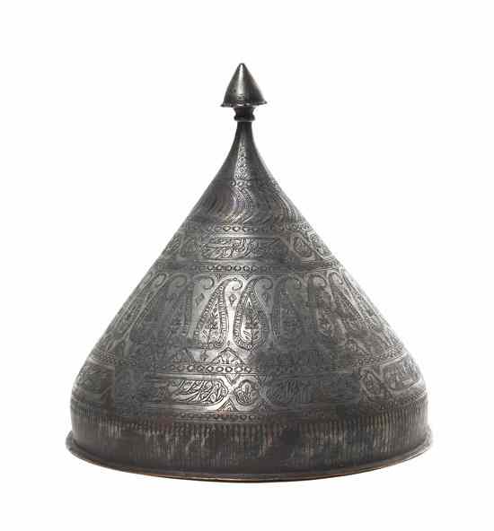 Appraisal: A Persian Copper and Tin Cloche having a conical finial