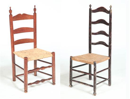 Appraisal: TWO LADDERBACK SIDE CHAIRS Both American late th-early th century