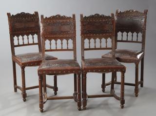 Appraisal: Set of Four French Henri II Style Carved Walnut Di