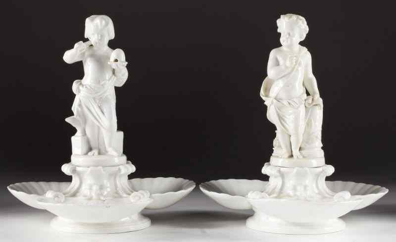 Appraisal: Pair of Minton Figural Parian Serverseach figure is set above