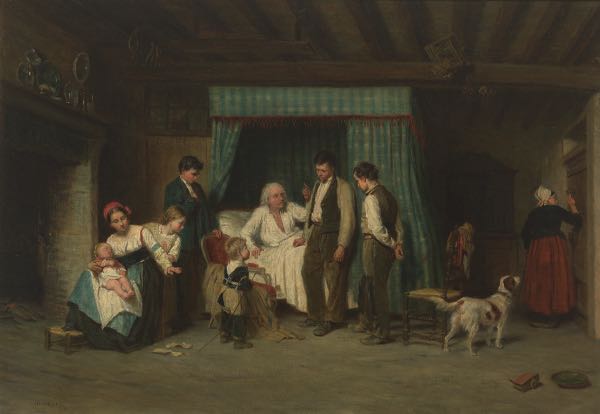 Appraisal: AFTER THEOPHILE EMMANUEL DUVERGER FRENCH - x Grandfather's Advice Oil