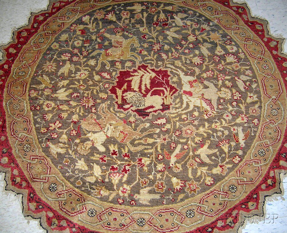 Appraisal: Anatolian Round Rug early th century the abrashed brown field