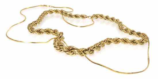 Appraisal: A Group of Karat Yellow Gold Chains consisting of a