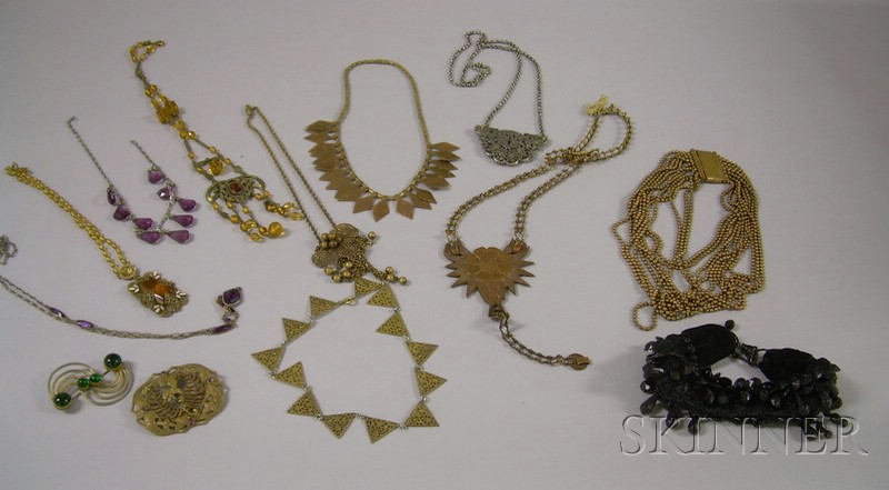 Appraisal: Group of Vintage Costume Jewelry including metal and gem-set necklaces