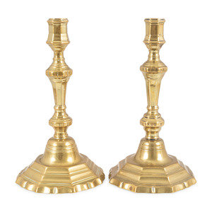 Appraisal: A Matched Pair of French Cast Brass Octagonal Candlesticks Circa