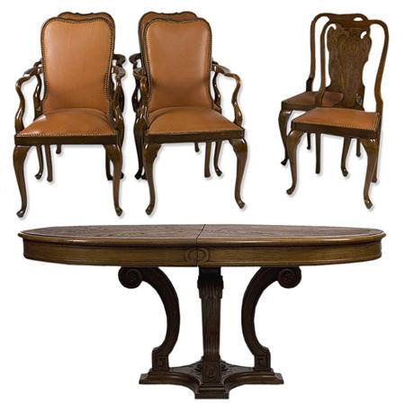 Appraisal: French Carved Oak Dining Table Together with a Set of