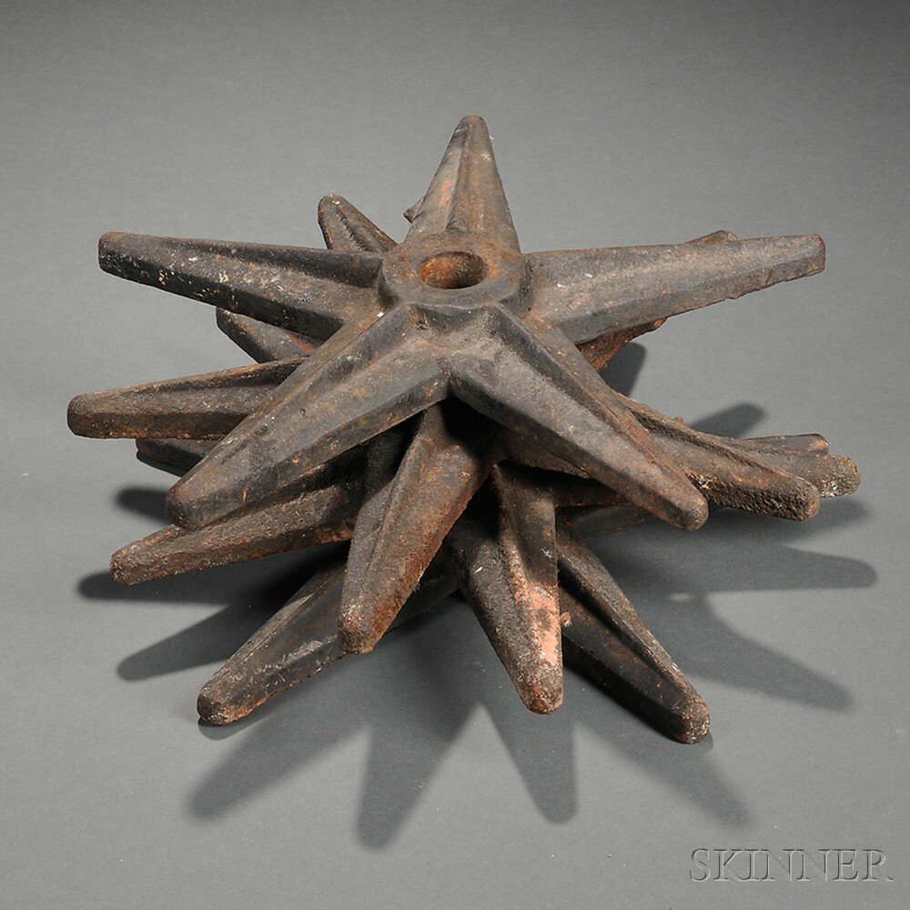 Appraisal: Four Black-painted Cast Iron Star-form Building Supports America late th