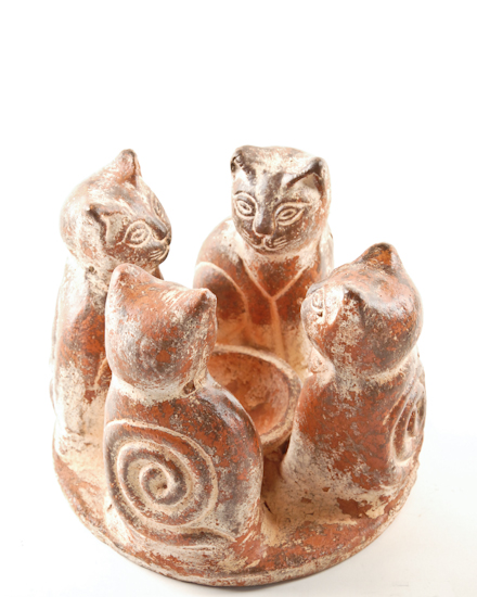 Appraisal: Mexican pottery Figure of Four Cats H Dia