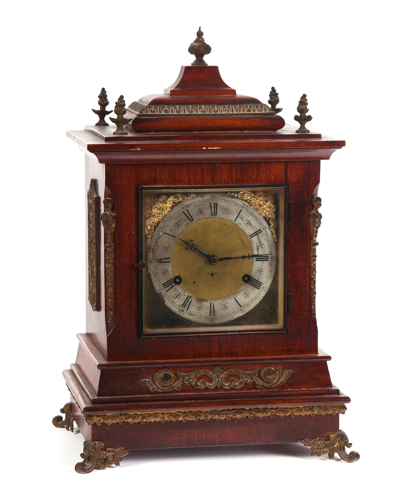 Appraisal: MANTEL CLOCK First half- th century White metal applied decoration